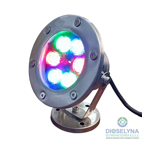 FARO LED SUMERGIBLE PARA CASCADAS 6X1W RGB IP68 12V OSLER