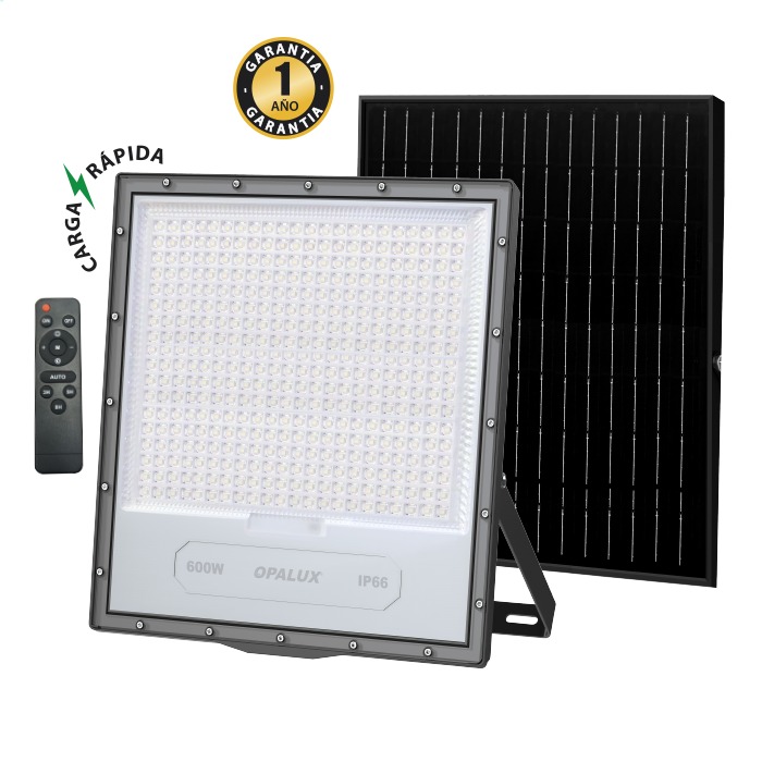 REFLECTOR LED CON PANEL SOLAR 600W IP66 CCT OPALUX