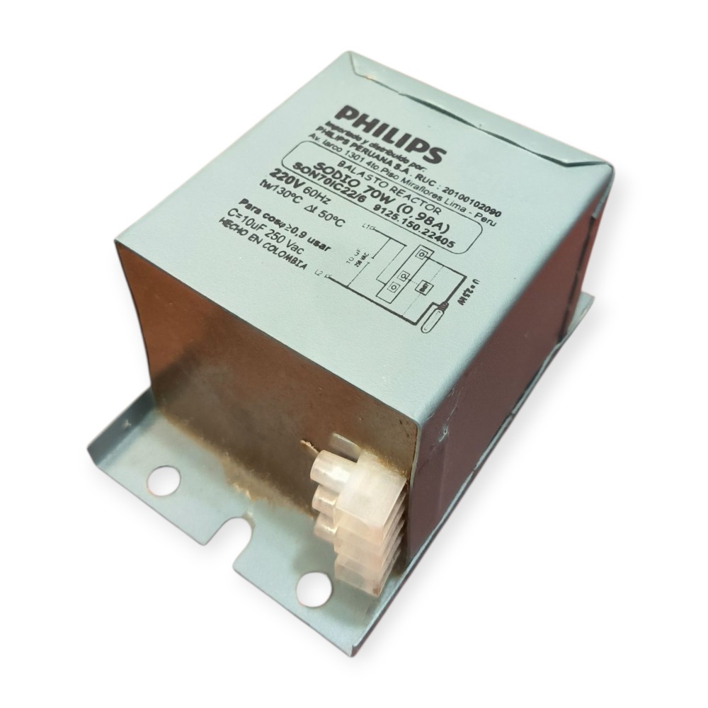BALASTRO REACTOR VAPOR DE SODIO 70W 220V PHILIPS