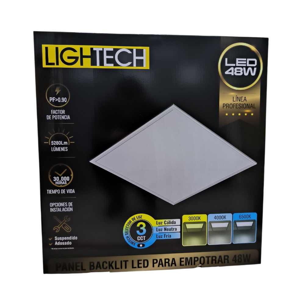 PANEL LED EMPOTRABLE 60X60CM CCT 48W LIGHTECH